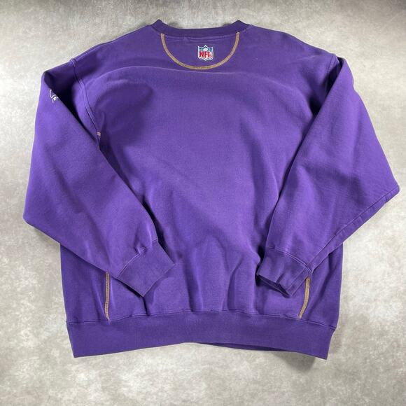Vintage Minnesota Vikings Football Embroidered Purple Pullover Sweatshirt - Picture 2 of 5
